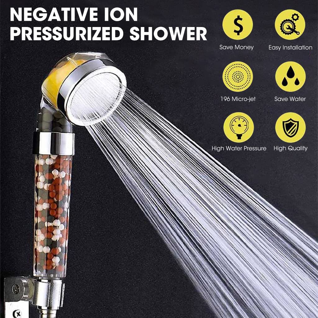 HASTHIP® Hand Shower for Bathroom, Vitamin C Shower Head Filter with Filtration, Hard Water Softener, Chlorine & Fluoride Filter, Water Purifying Filtered Showerhead with Beads (Only Hand Shower)