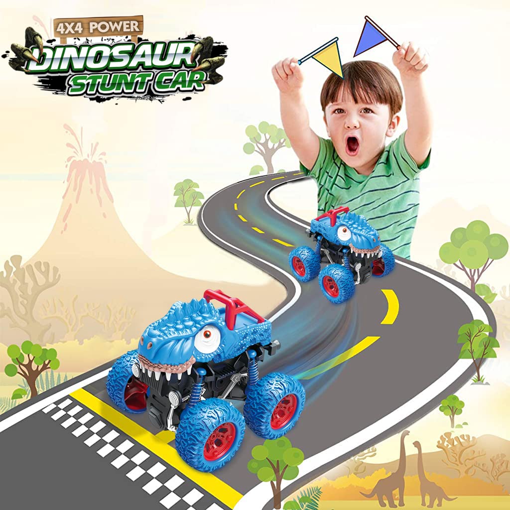 PATPAT® Dinosaur Toys Pull Back Cars for Kids, Monster Truck Car Toys for Kids, Cool Dinosaur Car Toy for 2-5 Year Old Boys & Girls, Truck Toys Vehicle Toys for Boys, Birthday Gift for Kids(Blue)