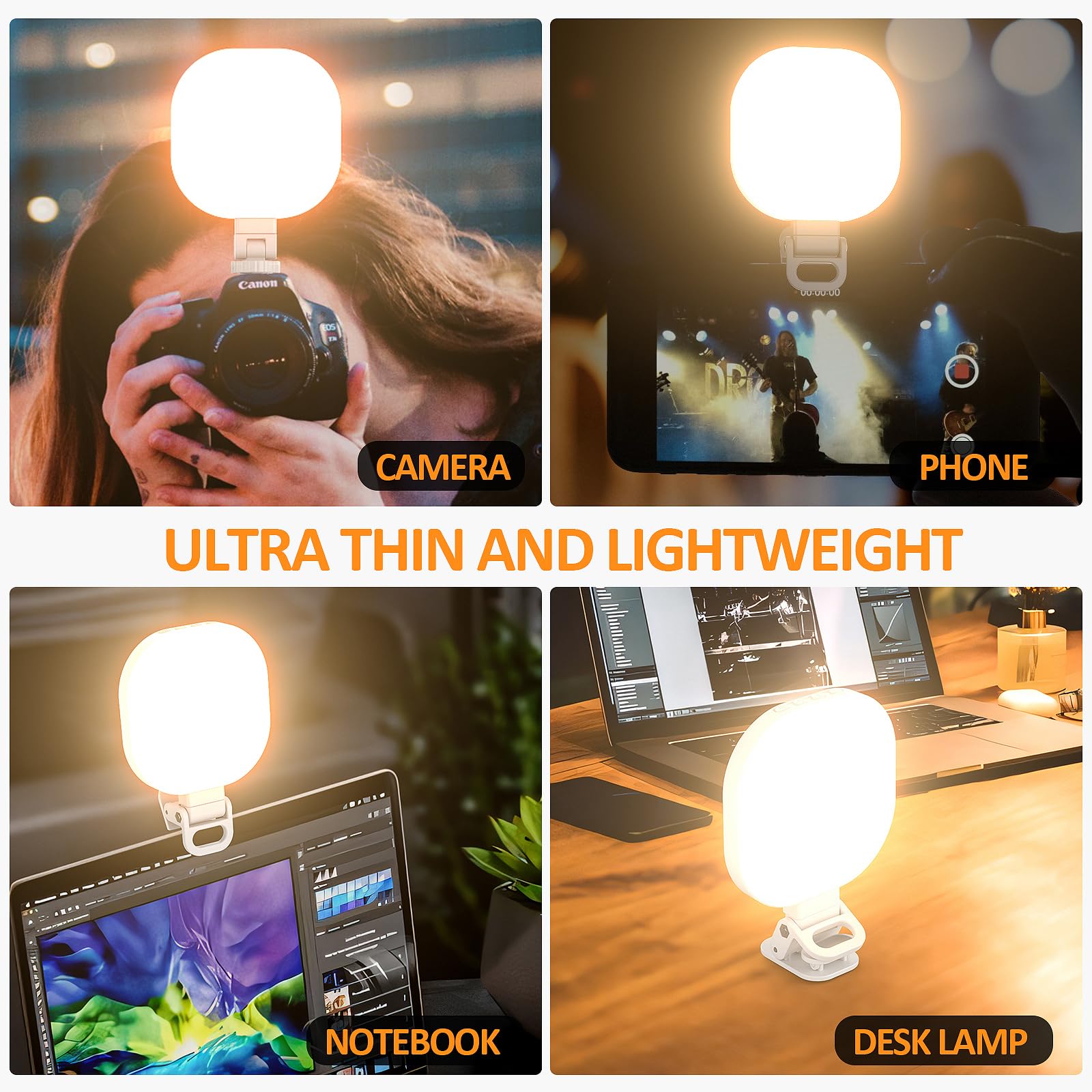 ZORBES LED Light for Video Shooting with 142 Beads and Adjustable 3 Mode Brightness | Rechargeable 2000mAh Clip for Phone Laptop and Camera