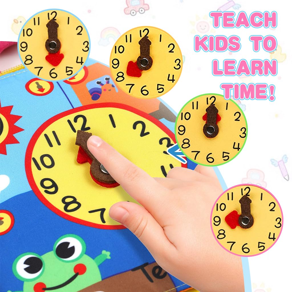 SNOWIE SOFT® Cloth Book for Toddlers Baby Cloth Sensory Book Zip-around Cloth Book Early Educational Toy Activity Book Fun Cartoon Busy Book, 17x24cm