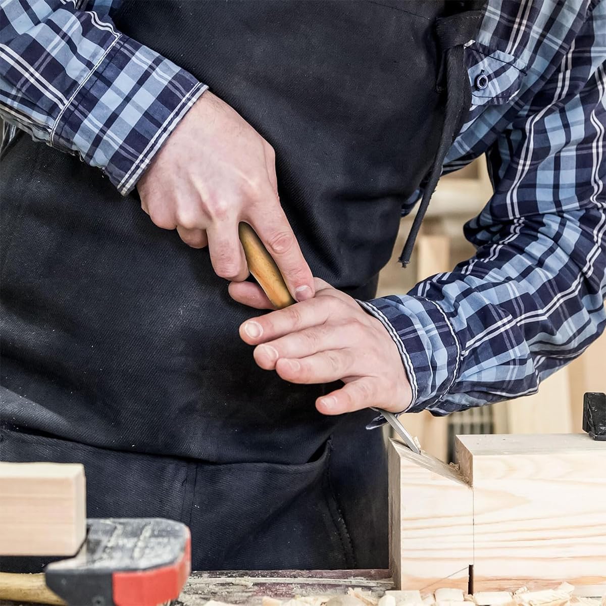 Serplex Wood Craft Chisel Set for Trimming and Shaping with Wooden Handles | 4 Sizes 6mm 12mm 18mm 24mm Chrome Vanadium Steel