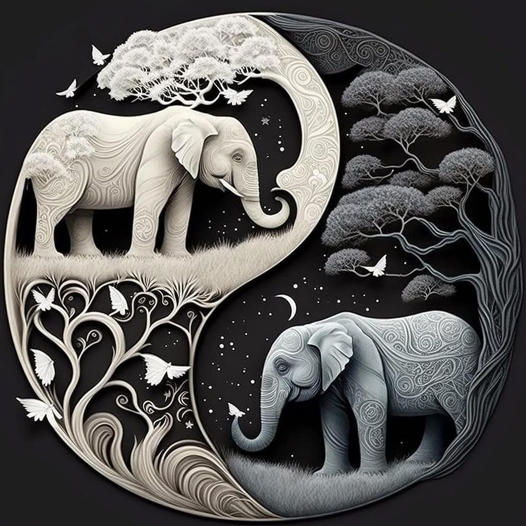 HASTHIP Diamond Painting Kit, 11.8x11.8inch Elephant Diamond Painting, 5D Diamond Painting Kit for Adults & Kids, Suitable for Home Leisure and Wall Decoration, Gift for Kids and Adults