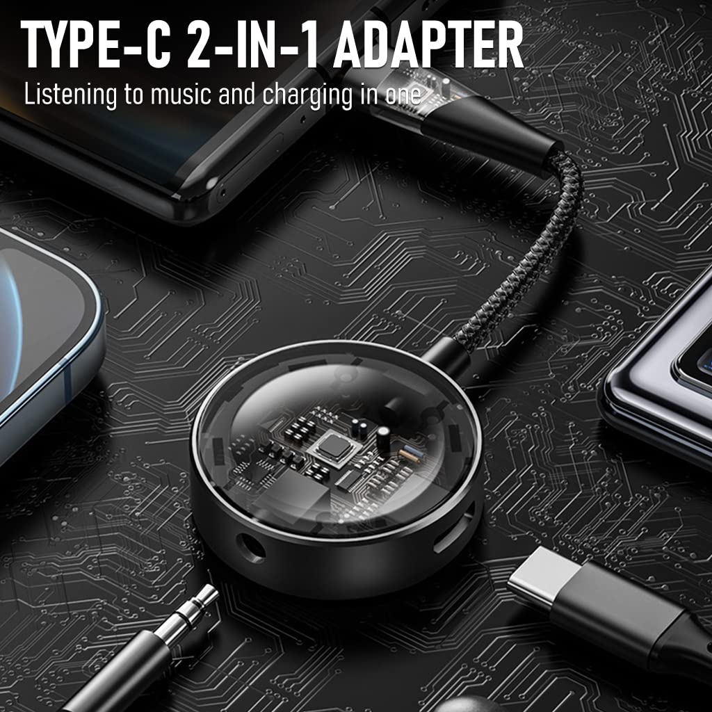 Verilux Type C to 3.5mm Jack Audio Adapter with PD Fast Charging for Galaxy S22 S21 | 2 in 1 Game Sound Card