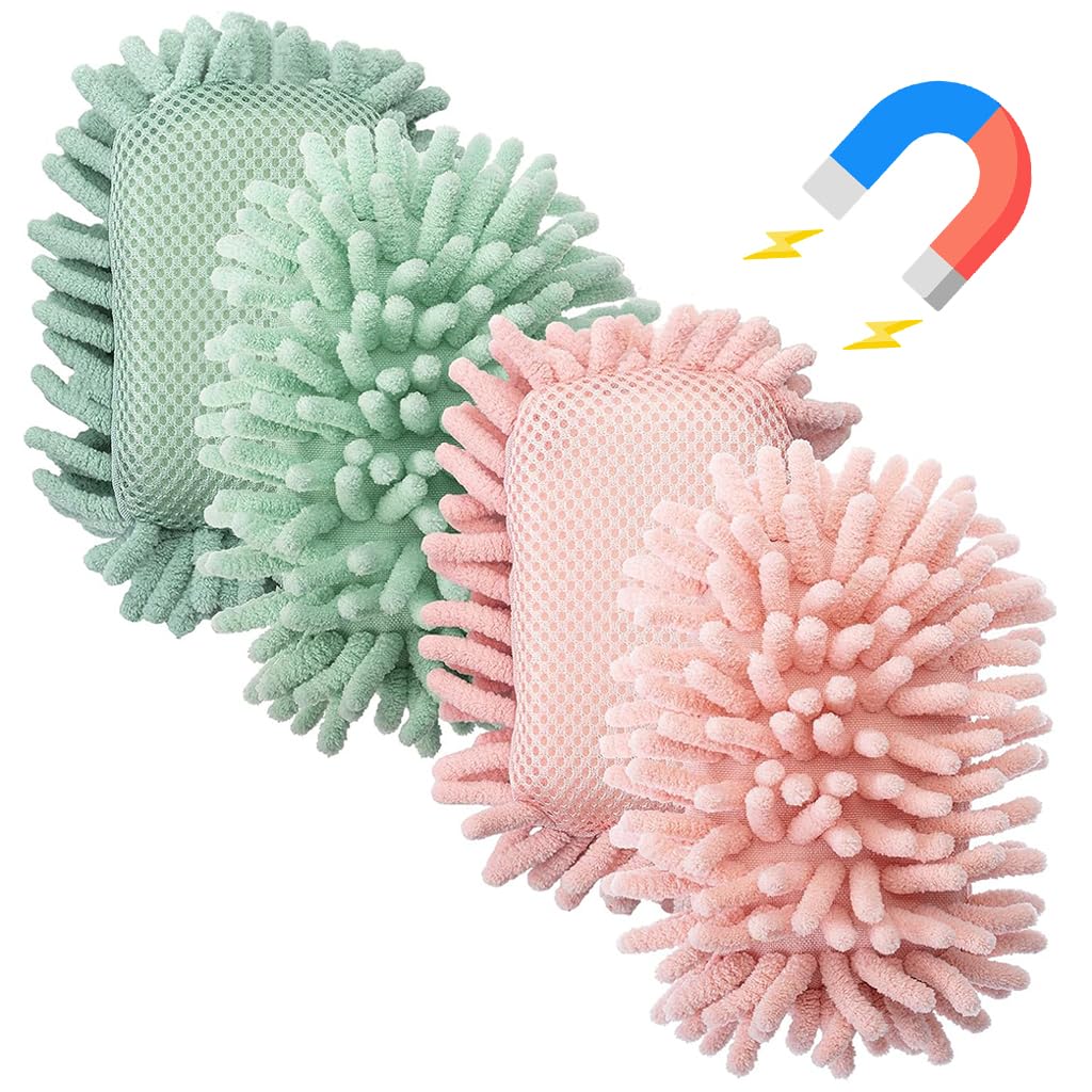 HASTHIP Double Sided Magnetic Whiteboard Eraser for Classroom Use 12x7x3 cm | Chenille Sponge Cleaner Pack of 4