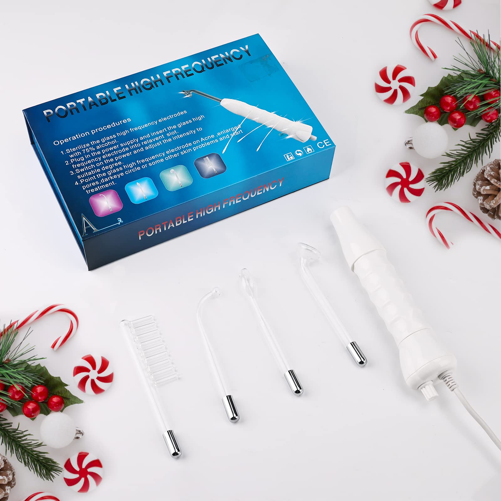 HANNEA Facial Massager for Women with 4 Glass Tubes featuring High Frequency Facial Wand | Portable Handheld Skin Care Machine
