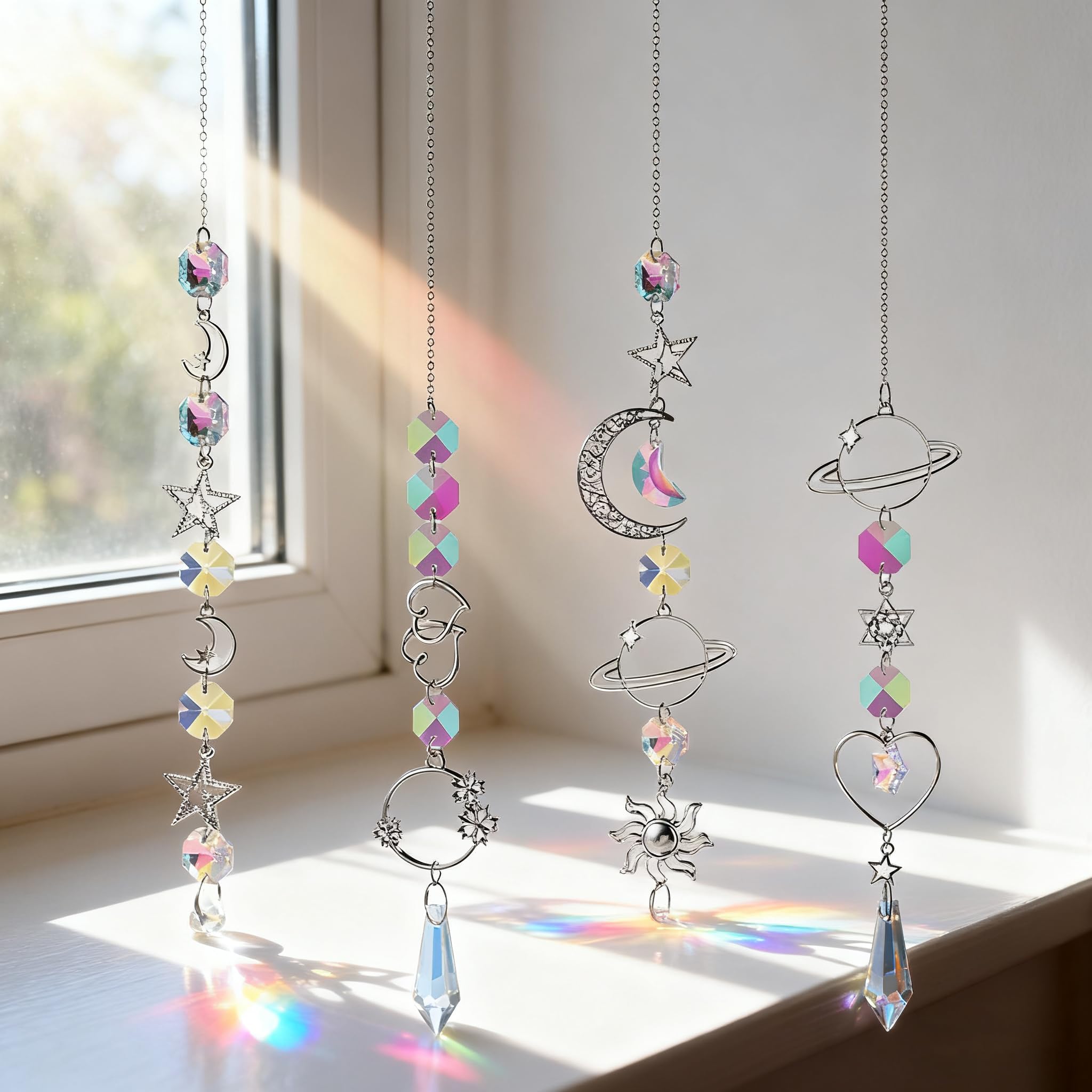 HASTHIP Crystal Sun Catcher for Home Decor with 4.7 in Prisms | 2Pcs Light Refraction Ornaments