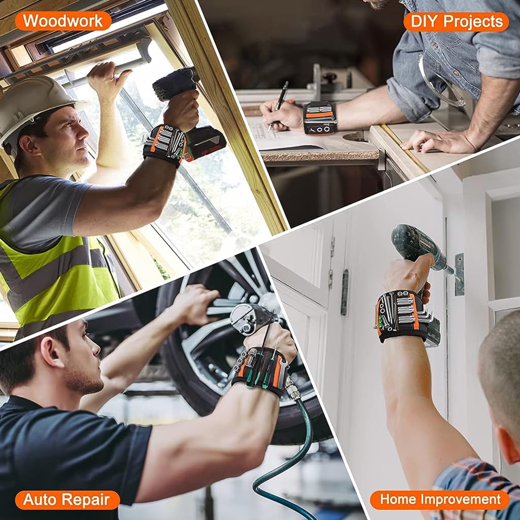 Serplex Magnetic Wristband with 15 Strong Magnets and Double Layer Fabric for DIY Projects | Ideal Gift for Men