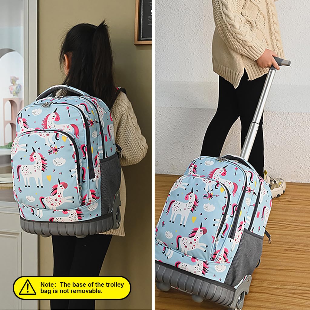 PALAY School Bag for Girls 18 in Backpack with Wheels featuring Retractable T-Bar Handle | Kids Travel and School Use