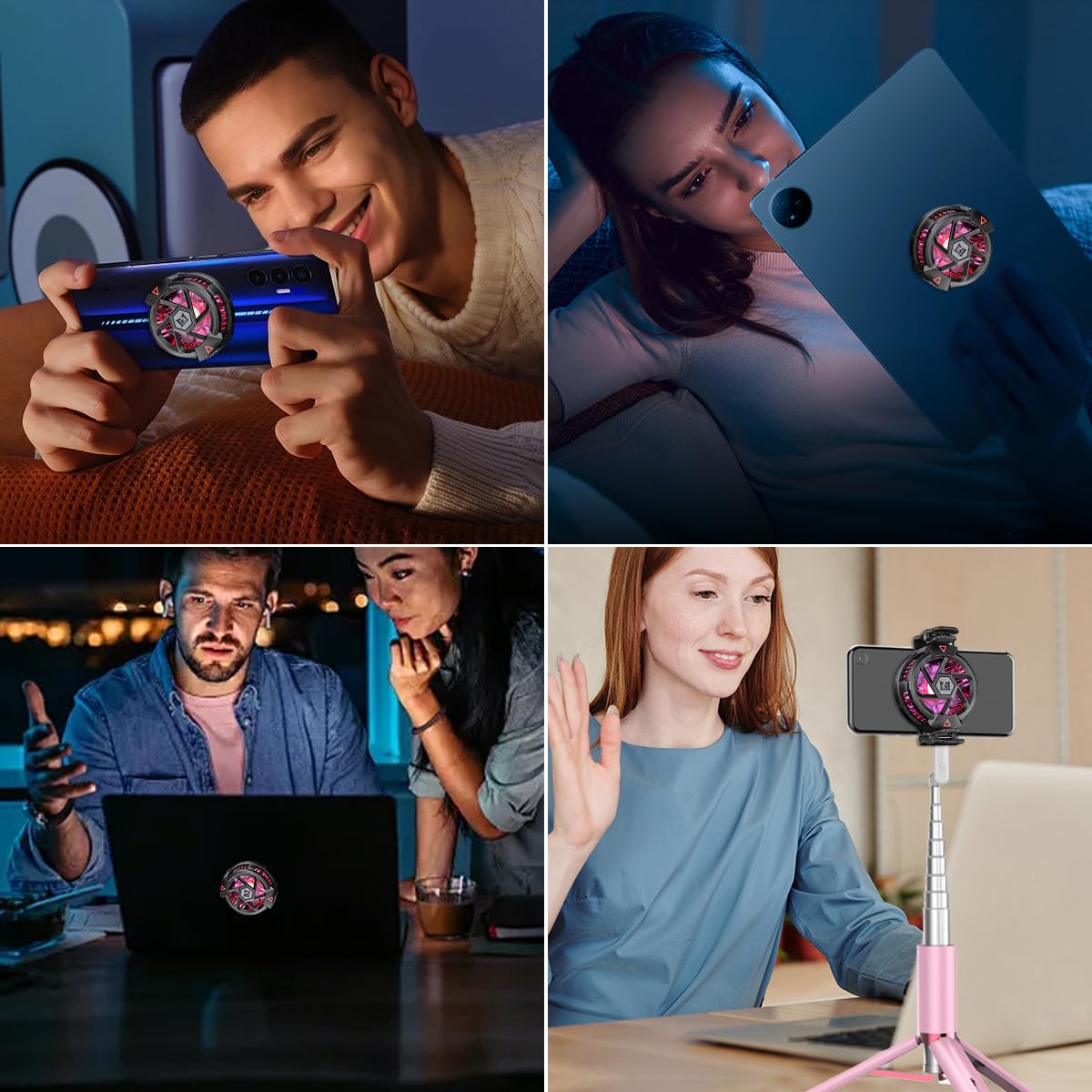 ZORBES Phone Cooler for Gaming and Livestreaming with 9 Blade Fan & RGB LED | 2PCS Plug and Go