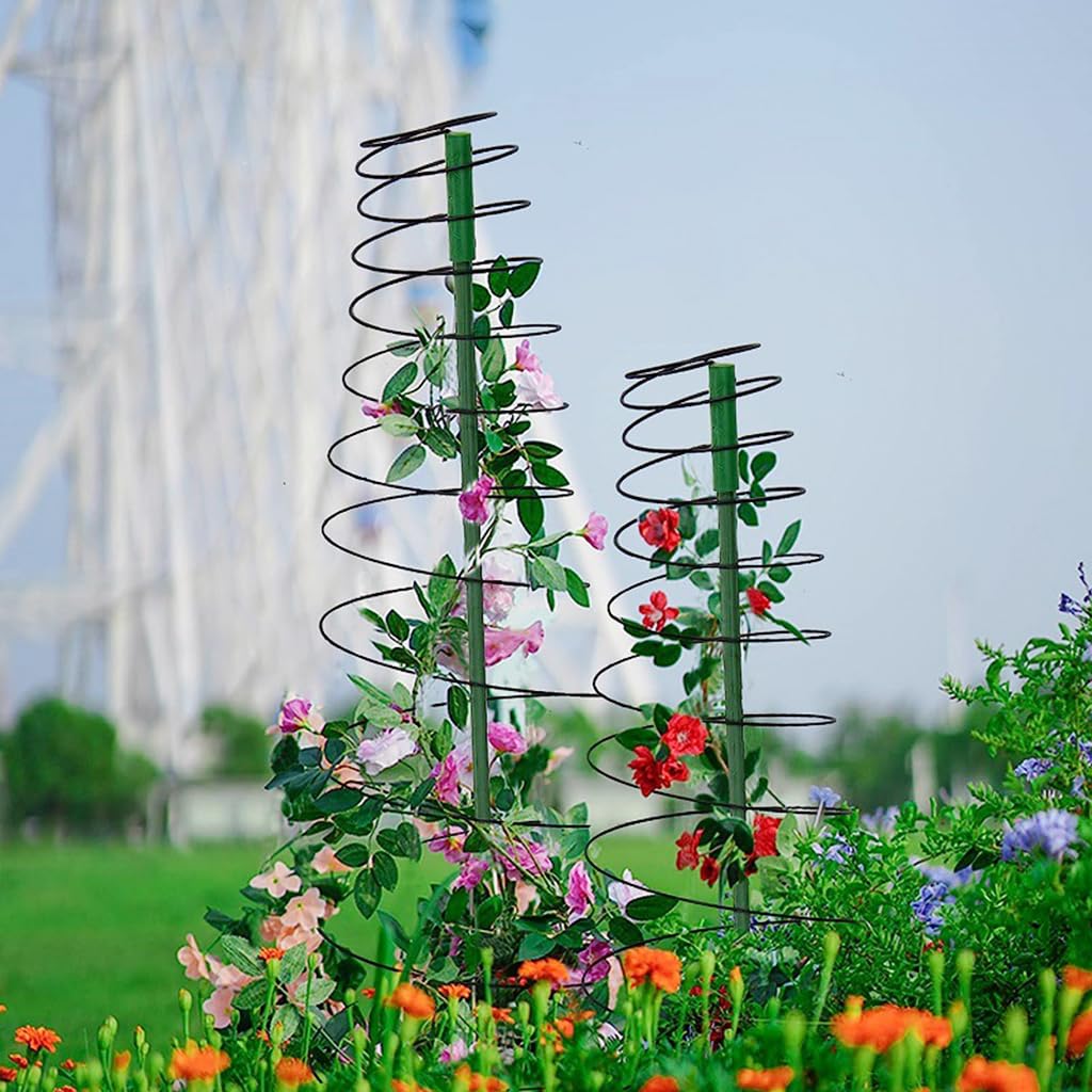 HASTHIP Garden Trellis for Climbing Plants with 130cm Adjustable Spiral Iron Support | Ideal for Vines and Flowers