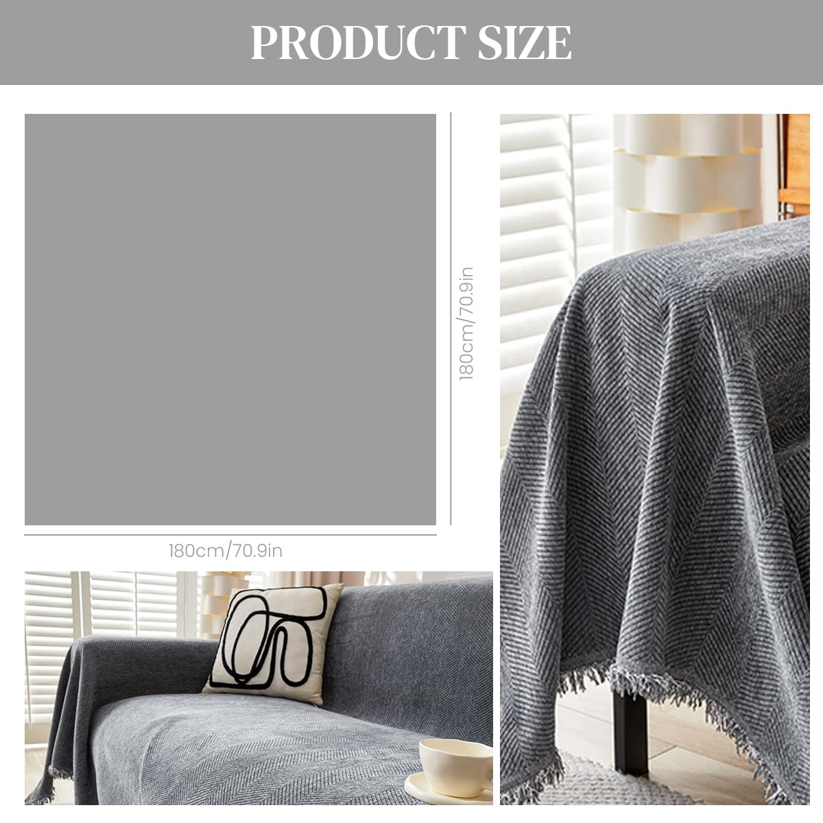 HASTHIP Sofa Covers for Living Room with Anti Slip Texture and Tassel Detailing 70x70 in