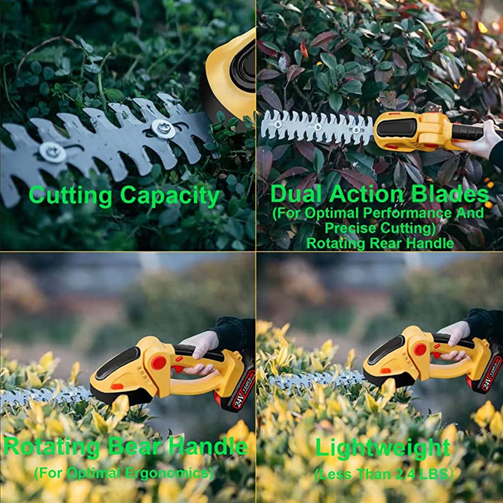 HASTHIP 2 in 1 Brush Cutter Machine with 2Pcs SK5 Blade for Hedge Grass, Lightweight Cordless Hedge Trimmer & Grass Shear with 4000mAh Rechargeable Batterys and Charger