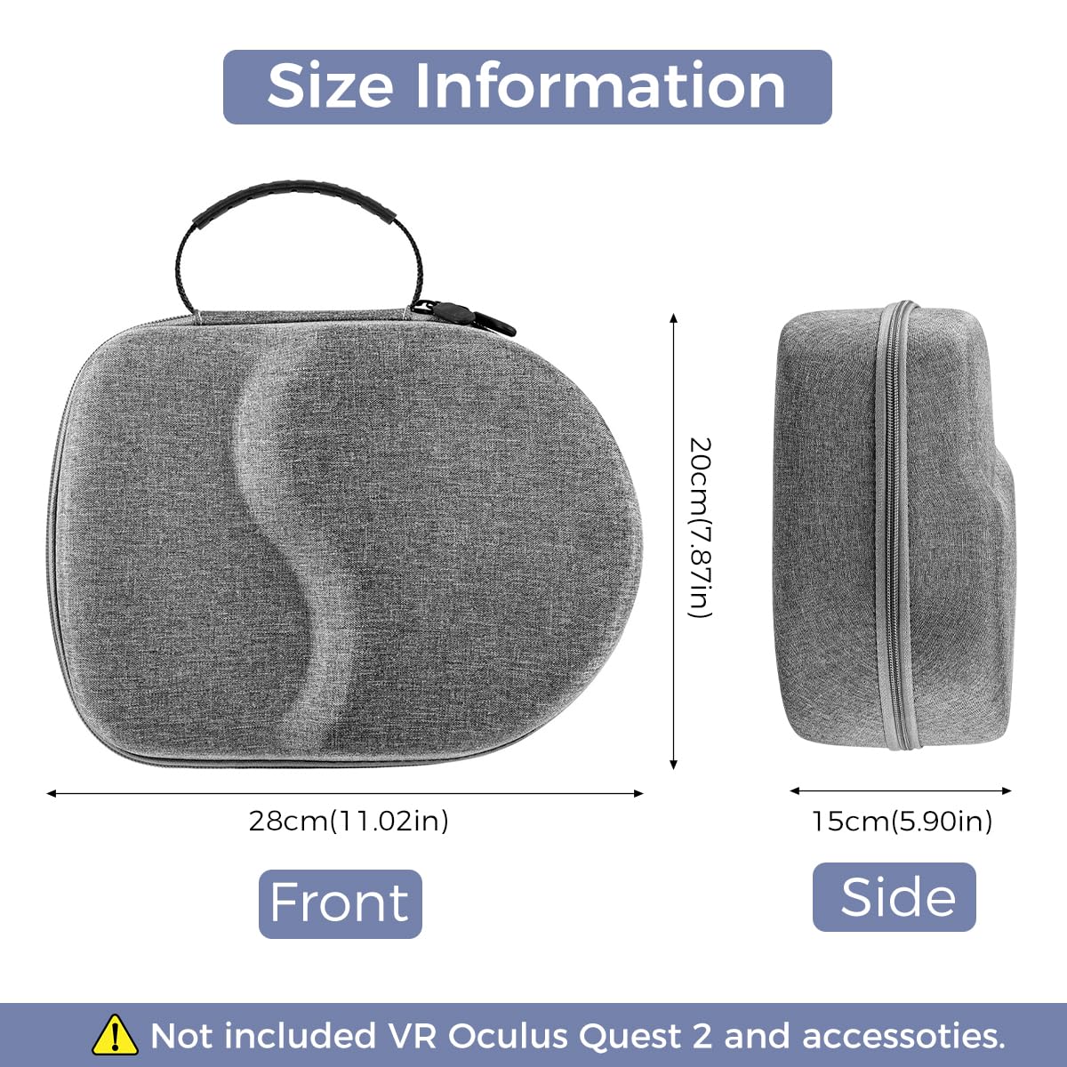 Hard Carrying Case for Meta Quest 3 2 Pro and Pico 4 with EVA Shell and Dual Zippers | Shockproof Travel Storage