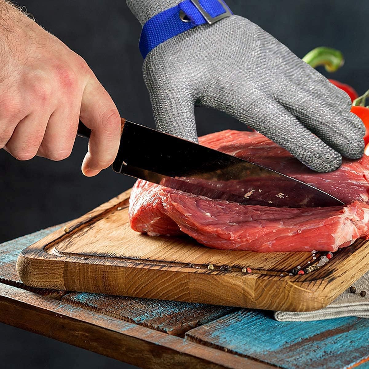 HASTHIP Stainless Steel Mesh Gloves for Fish and Metal Work with Level 9 Cut Protection | Adjustable Fit