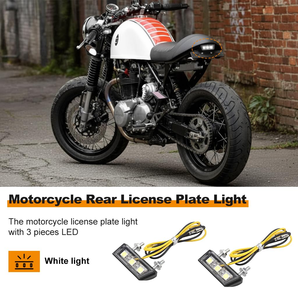 STHIRA Motorcycle License Plate Light for 12V Use with 3 LEDs and Waterproof ABS Housing