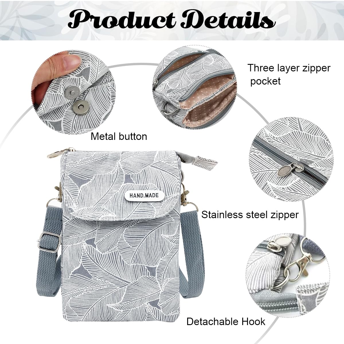 PALAY Women Purse Bag for Casual Outings with Adjustable Strap and 13.5x19.5cm Canvas Design