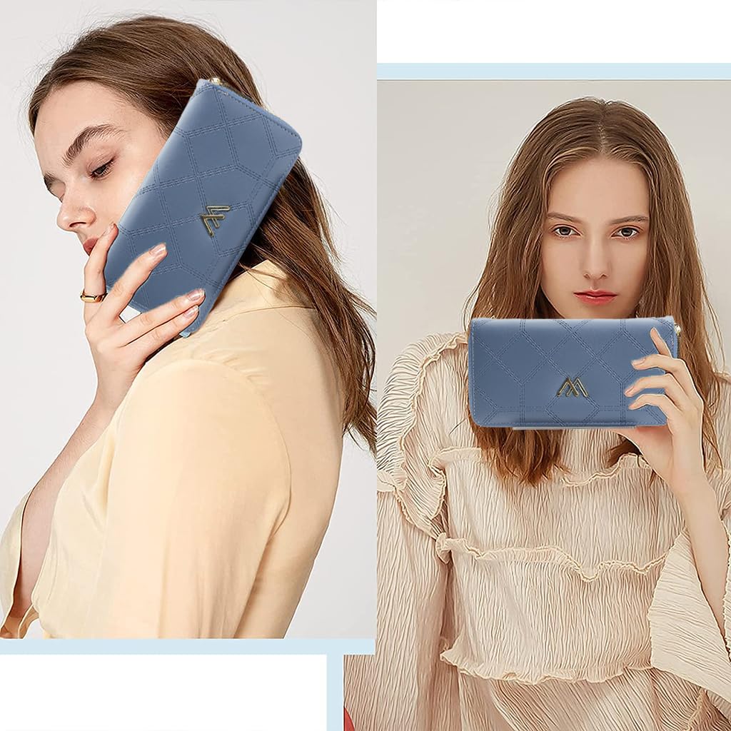 PALAY Women's Wallet for Daily Use with Double Zip 19x10x4.5cm Design in Black PU Leather