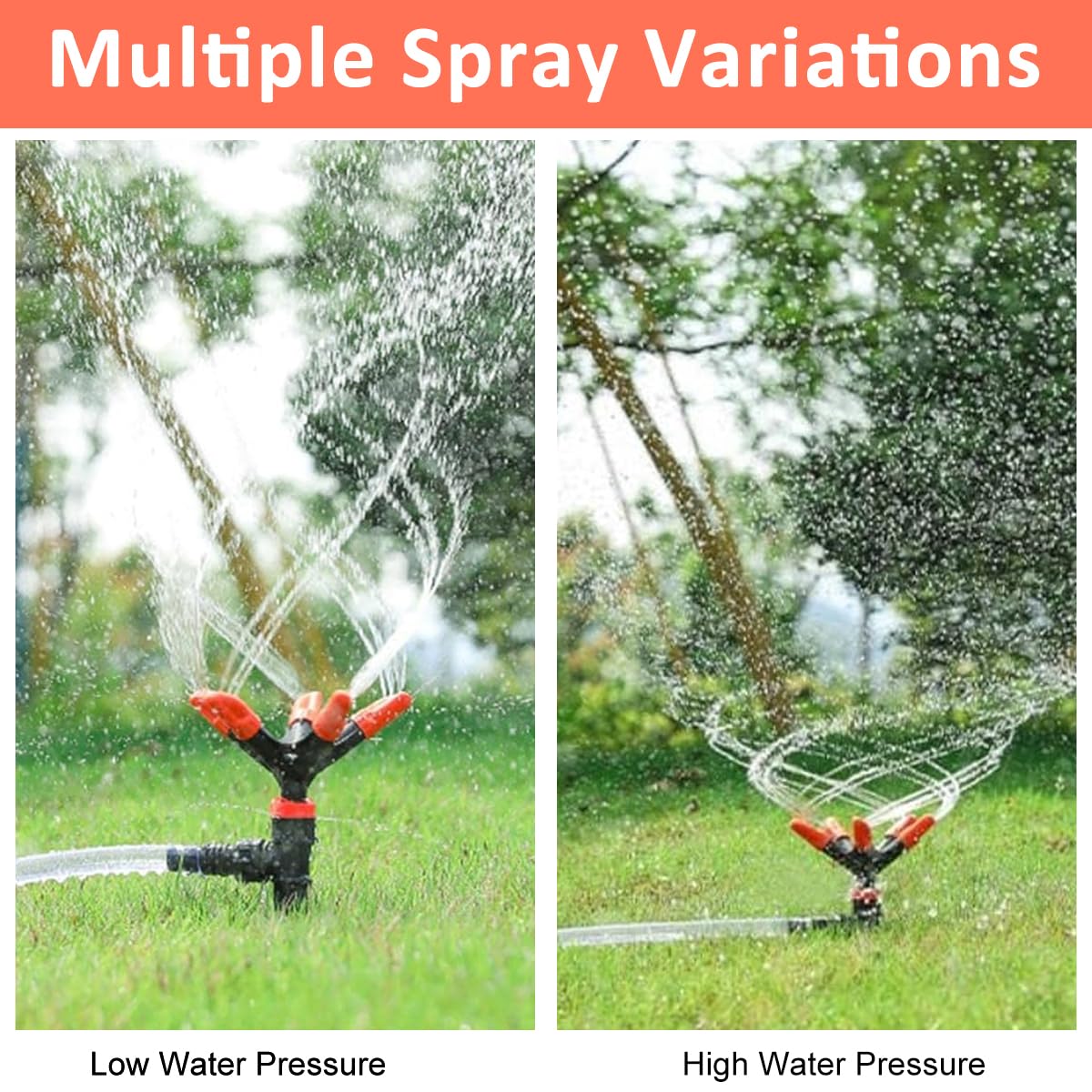 HASTHIP® Garden Water Sprinkler Head Porous Nozzles Design Gardening Sprinkler Lawn Watering Sprinkler 360 Degree Adjustable Rain Fall Sprinkler Fixed Water Sprinkler Head for Flower Bed, Garden, Lawn