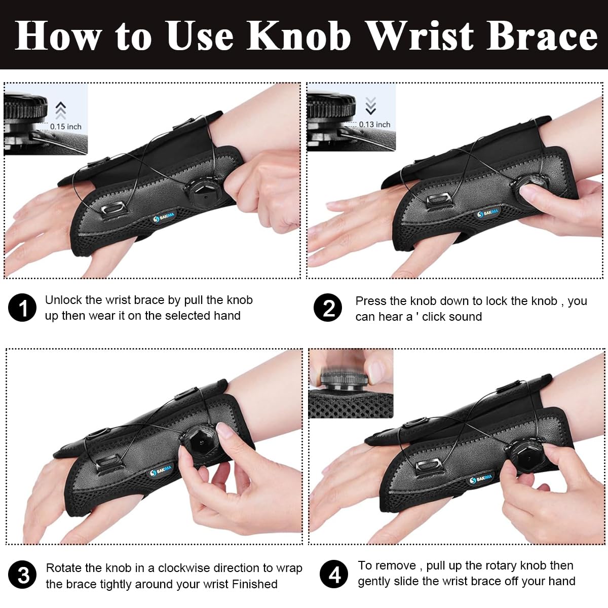 HANNEA Wrist Brace for Carpal Tunnel with Adjustable Knob and Metal Splint | Breathable Support