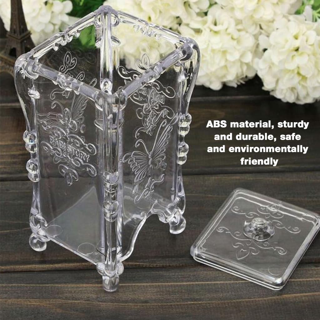 MAYCREATE Makeup Cotton Pads Dispenser for Vanity Organization with Clear Acrylic Design | Butterfly Embossed Holder