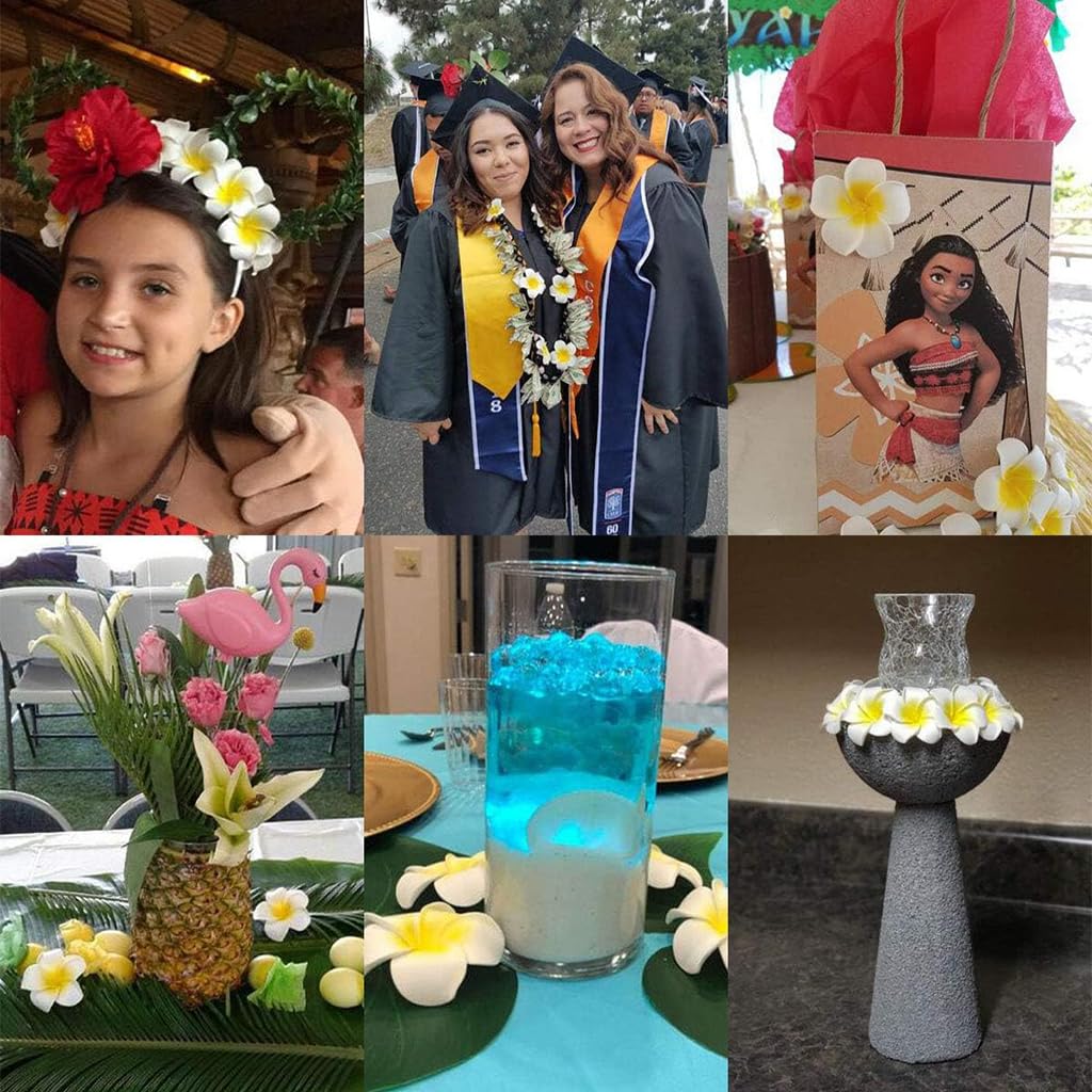 ZIBUYU Artificial Flowers for Home Decor and DIY Crafts with 20pcs 6cm Foam Frangipani | White Floating Style