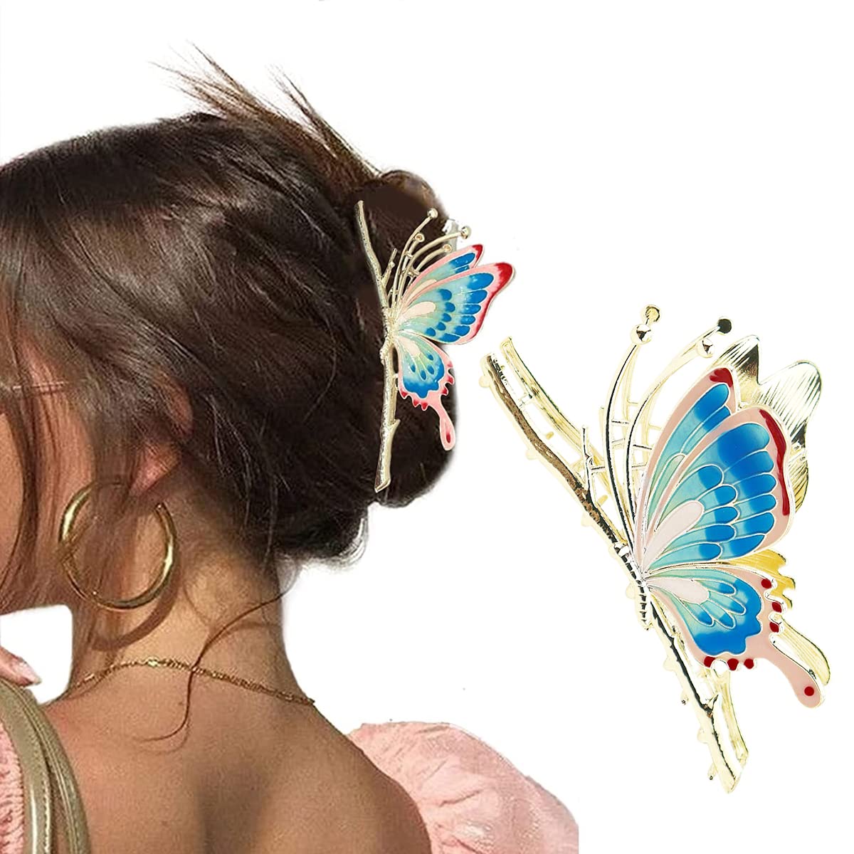 PALAY® Claw Clips for Women Stylish Butterfly Clutcher for Women Hair Metal Strong Hold Butterfly Hair Clips for Women Thin Thick Hair Korean Hair Accessories for Women and Girls