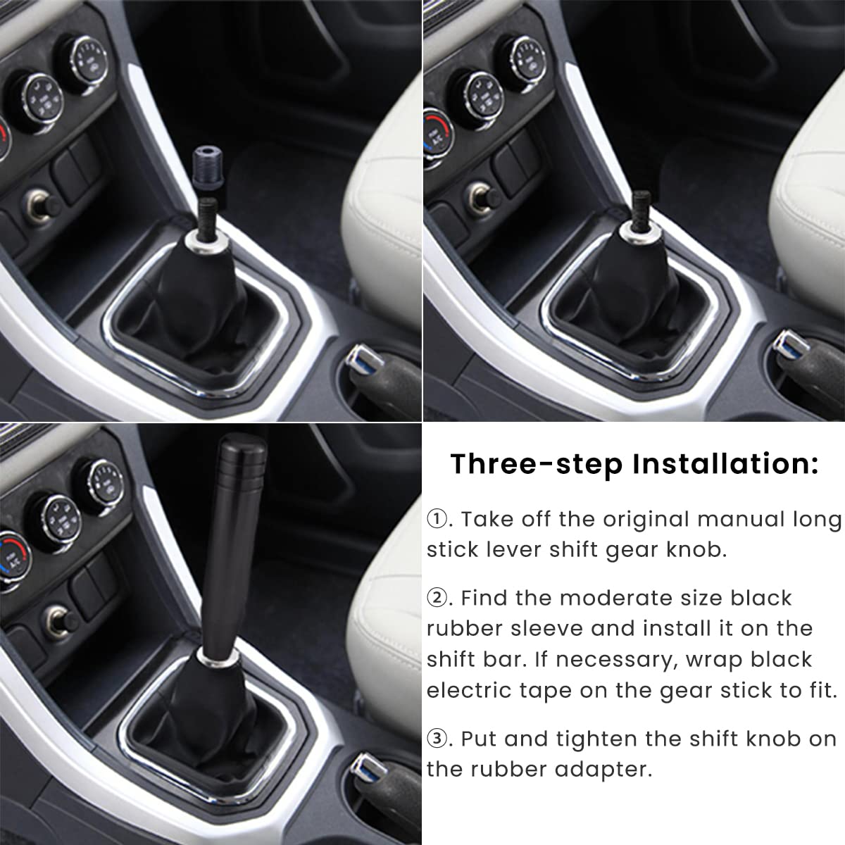 Zibuyu Car Gear Shift Knob for Manual and Automatic Vehicles with 8 10 12mm Adapters | 7 Inch Aluminum Alloy Handle