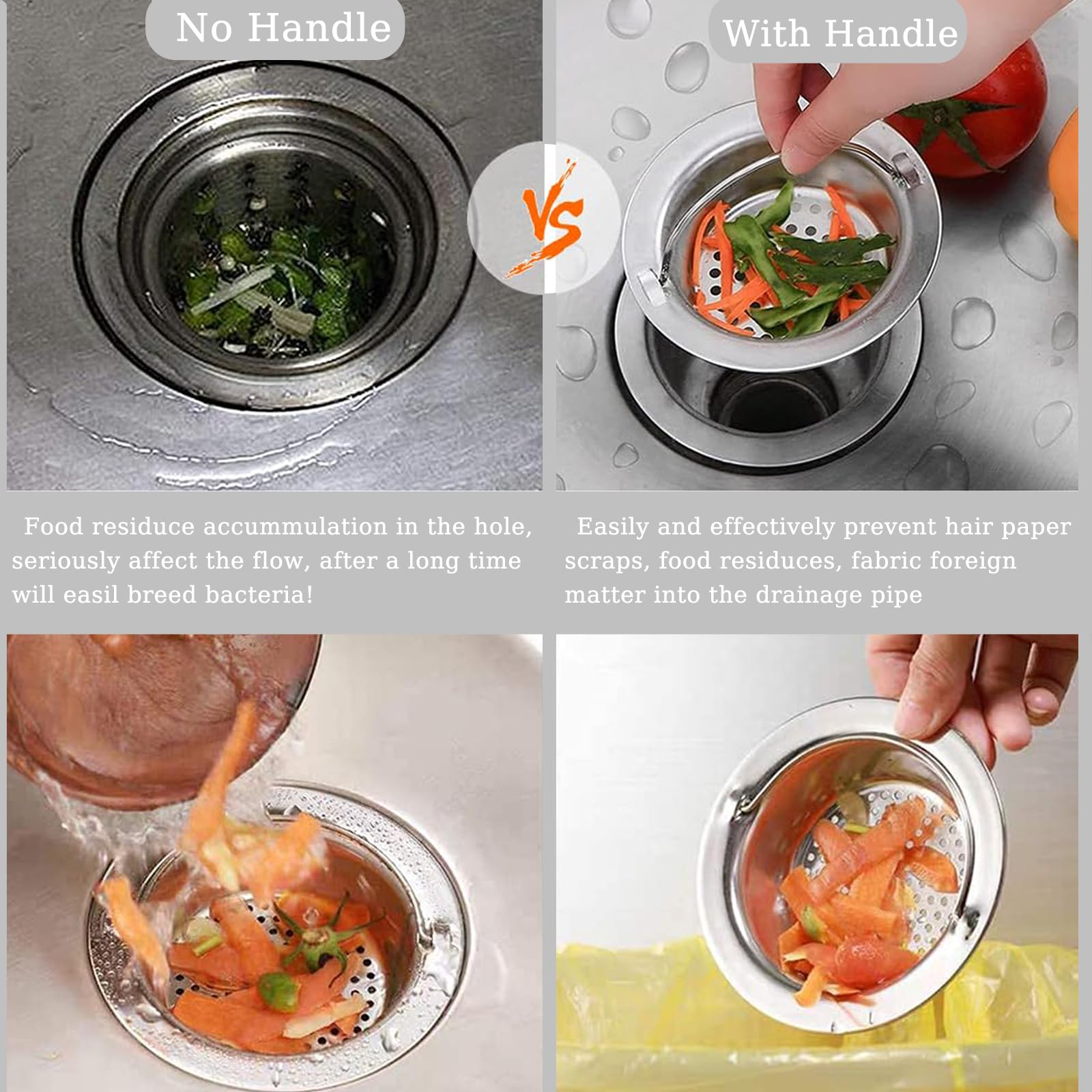 HASTHIP Sink Strainer for Kitchen and Bathroom featuring 3mm Mesh Holes and 4.33 in Size | Stainless Steel 2 Pack