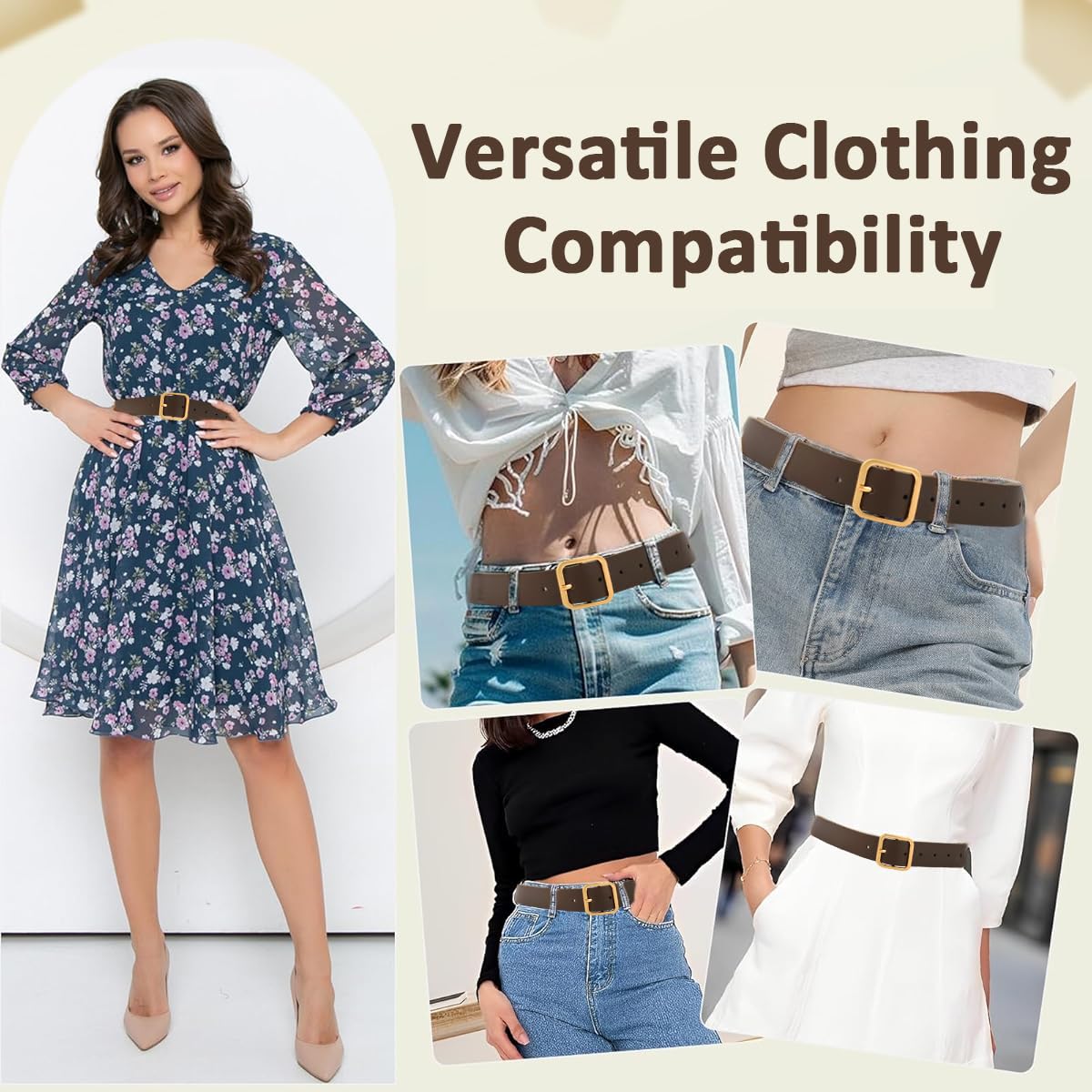 SANNIDHI Brown Belt for Women featuring Tuck and Pin Closure with 110cm Fit | PU Leather