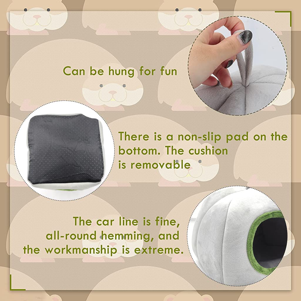 Qpets Hamster Cage Soft Plush Bed with Cave Design for Chinchilla and Hedgehog | 3PCS Grey Set