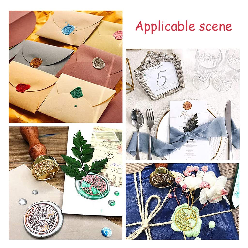 Supvox Wax Seal Stamp Kit for Cards and Envelopes with 8pcs Set featuring 2.5cm Copper Seals | Includes 4 Pattern Stamps and 2 Color Wax Bars