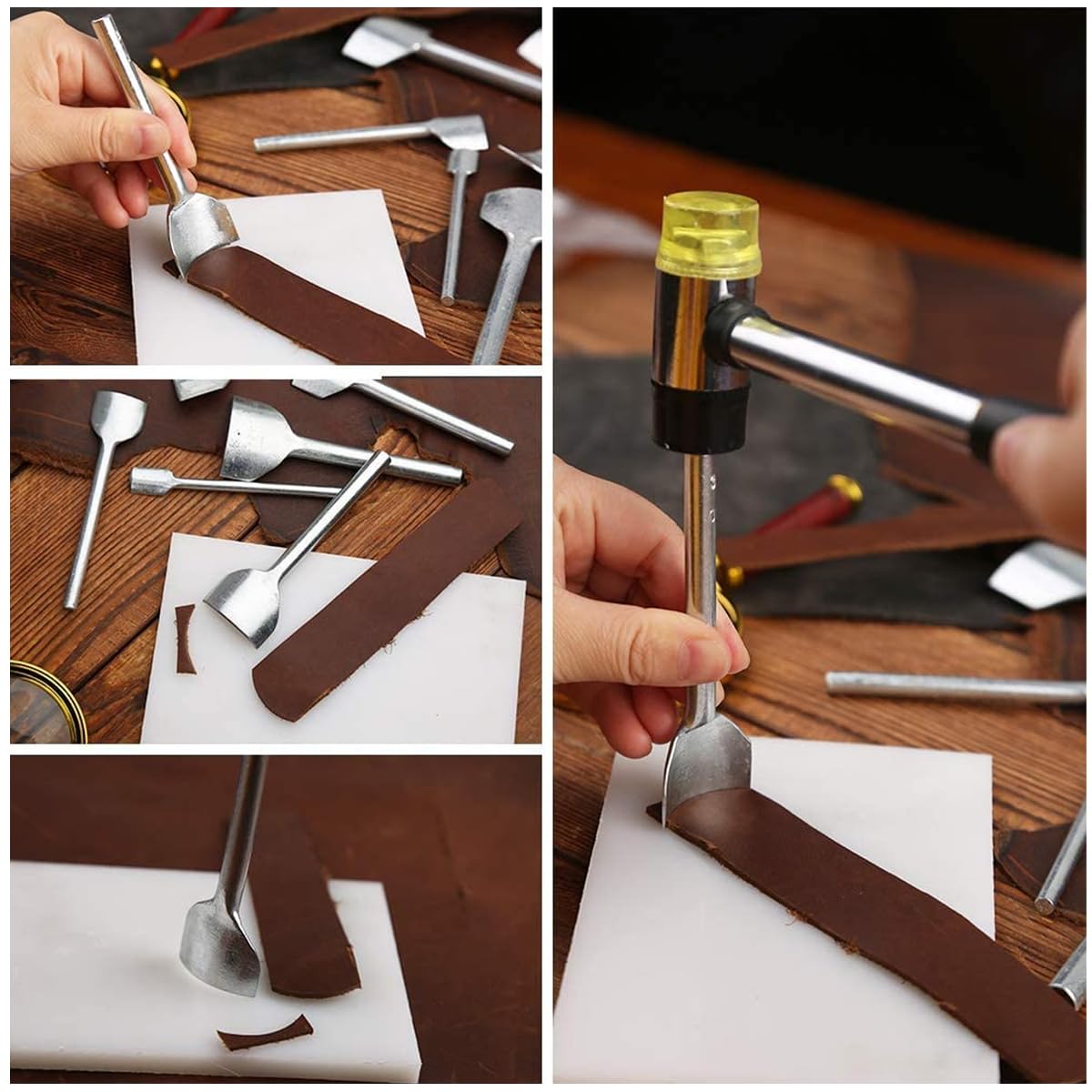 HASTHIP Leather Craft Tools Set for Belt Wallet and Bag DIY | 7 pcs 10–40mm Arc Punch