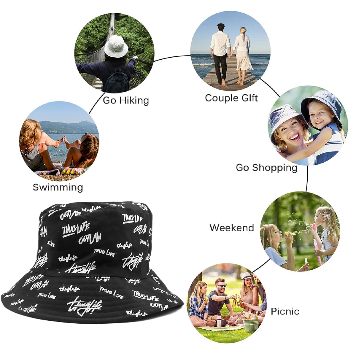 PALAY Women’s Cotton Bucket Hat Reversible Double Side Wear Sun Cap for Summer Beach