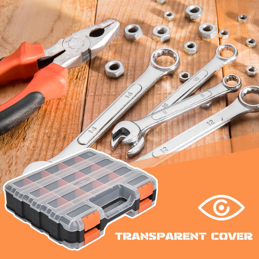 Serplex Tool Storage Case with 34 Compartments and Safety Locks featuring Transparent Double-Sided PP Design