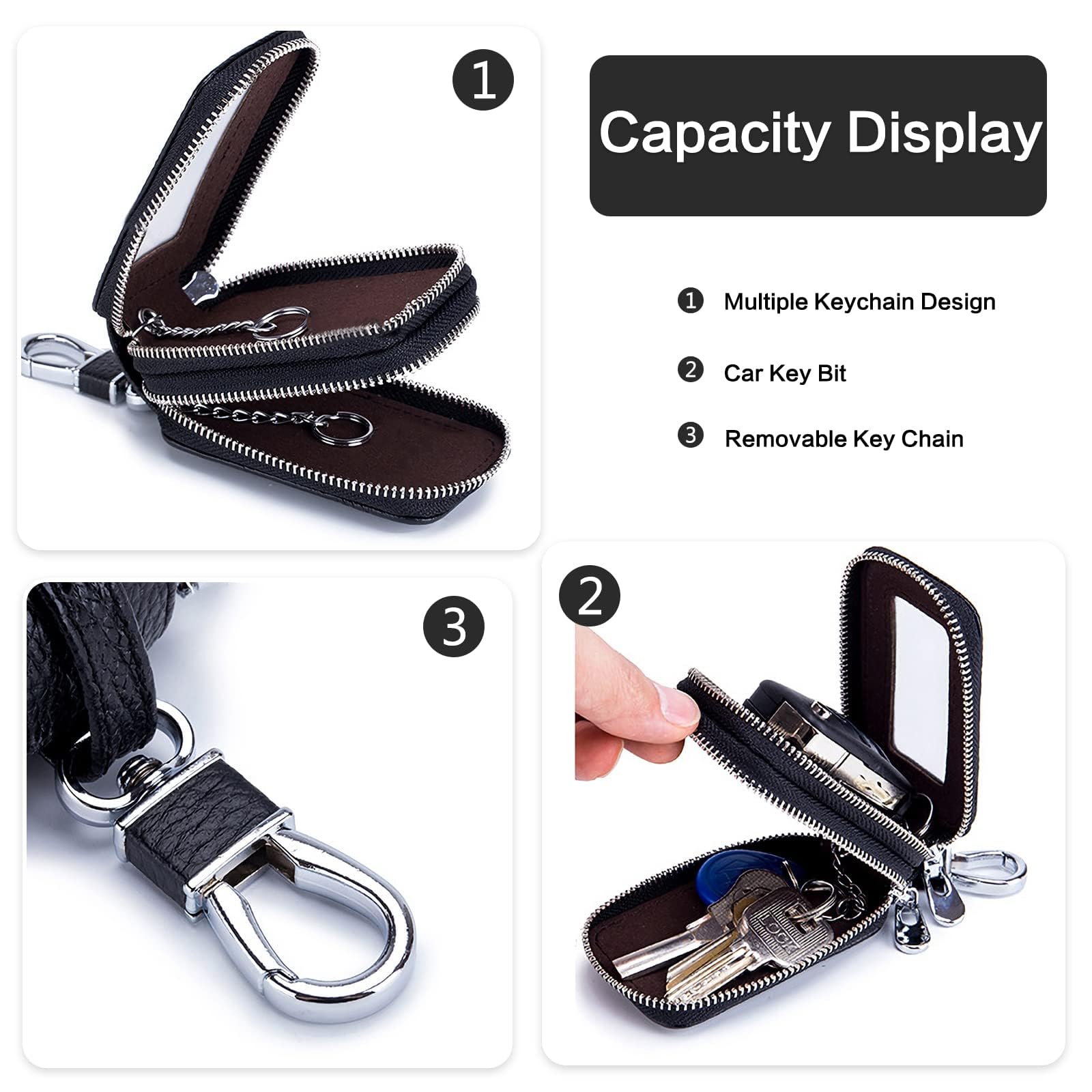 STHIRA Car Key Holder for Car and House Keys with Double Layer Organizer and 5.5x9cm PU Case