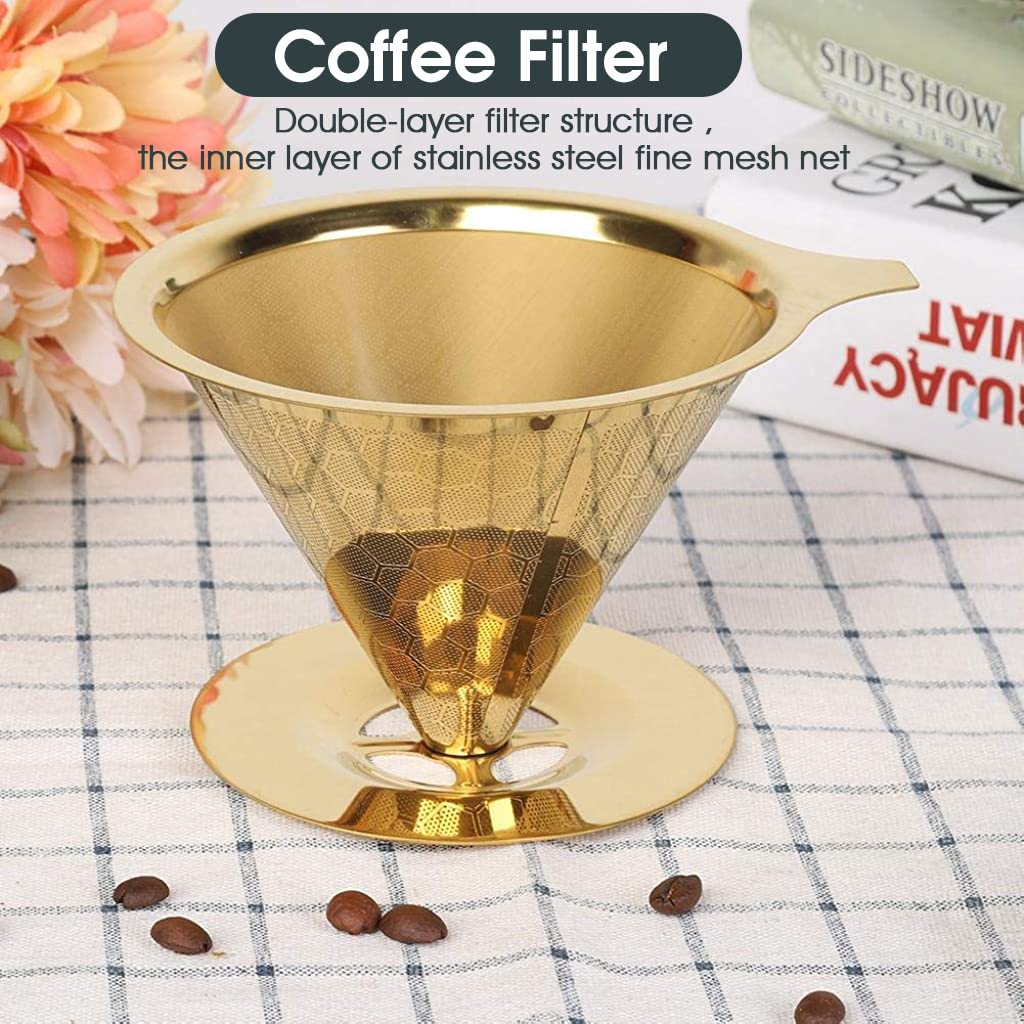HASTHIP Filter Coffee Maker 800 Mesh for Pour Over Brewing with Dual Layer Stainless Steel | Easy Clean and Eco Friendly Design