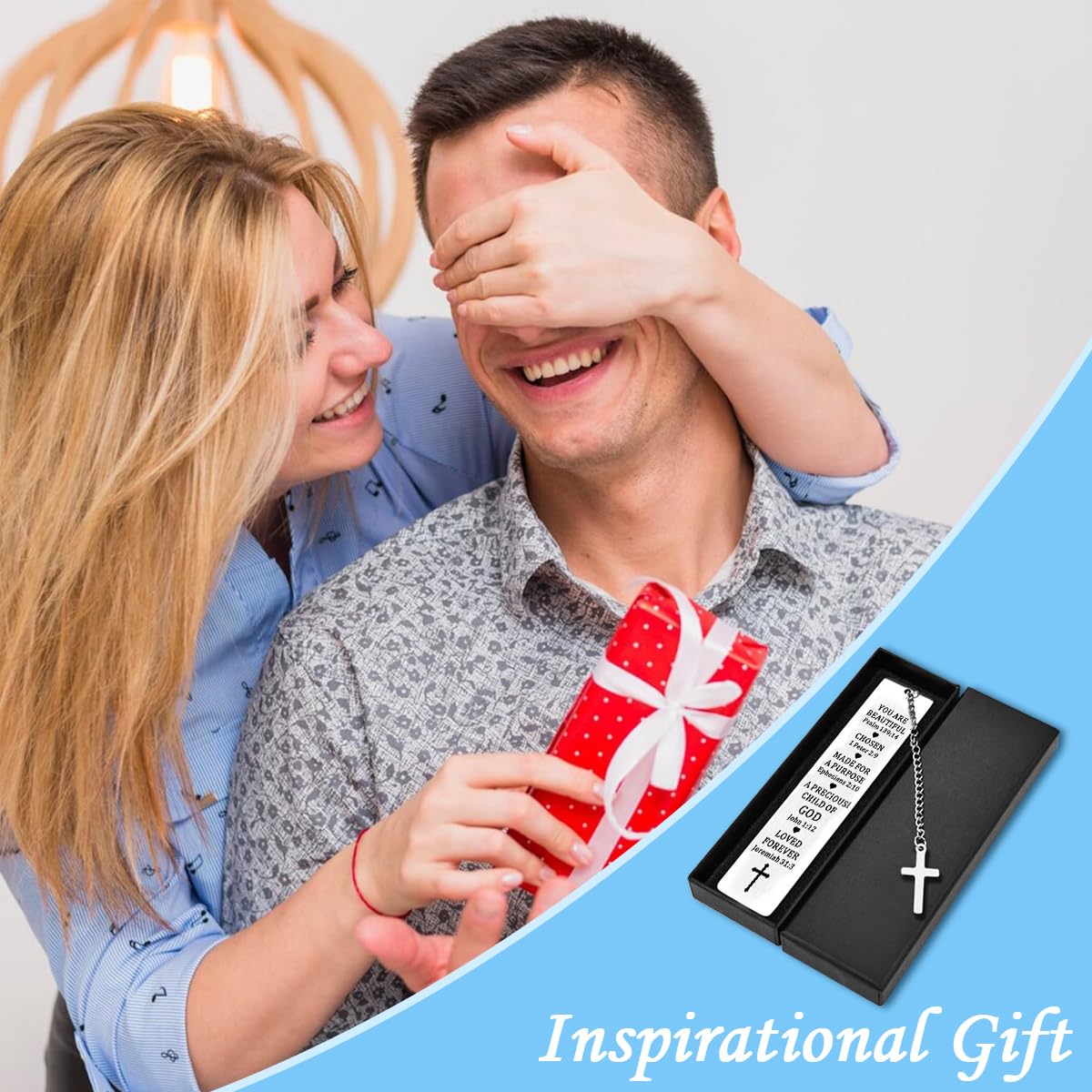 Climberty Metal Bookmarks with Cross Pendant Chain for Bible Reading | Stainless Steel Christian Gift