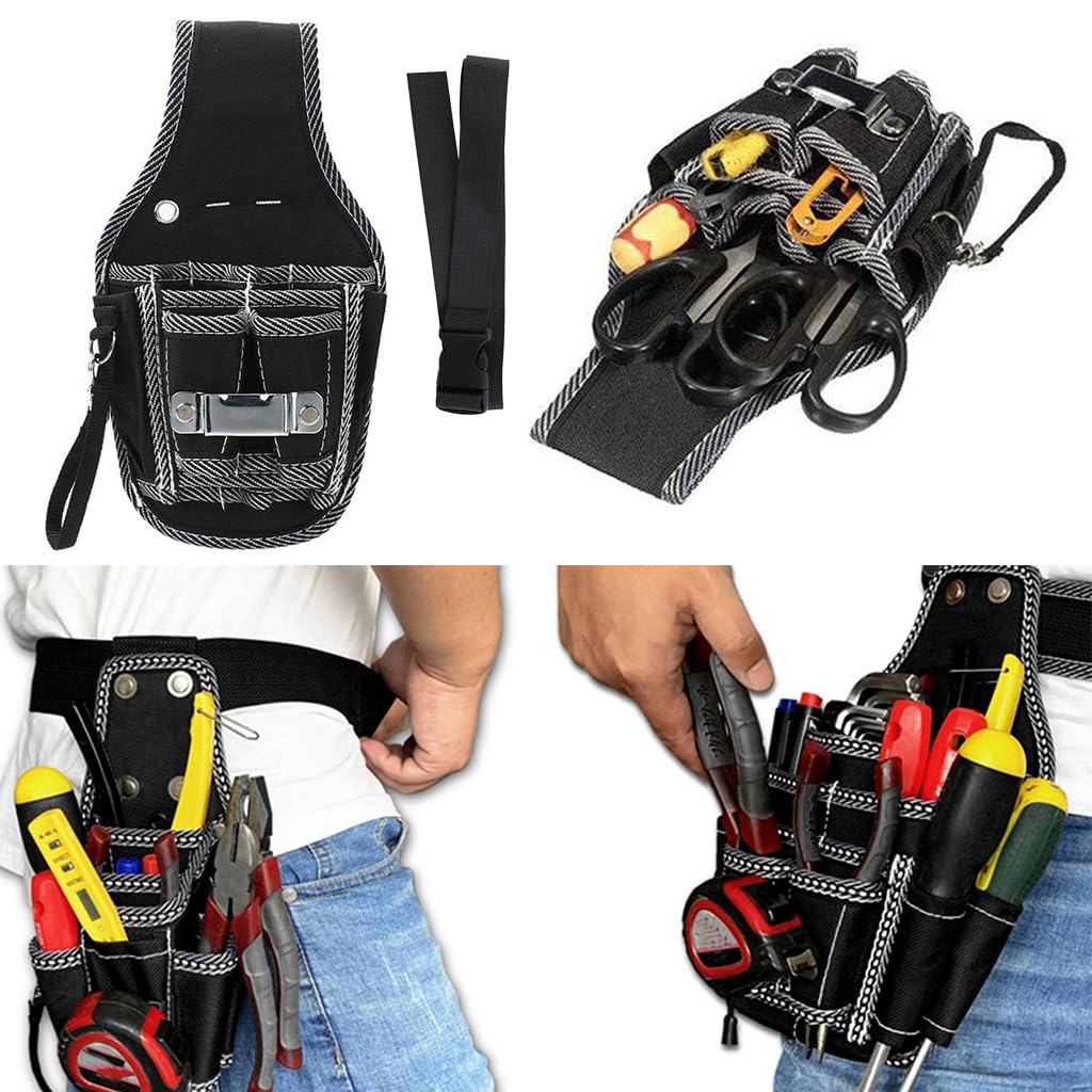 Serplex Tool Organizer Waist Bag for Electricians with Adjustable Belt and Water‑Resistant Nylon | Hands‑Free Utility for Carpenters Plumbers and Technicians