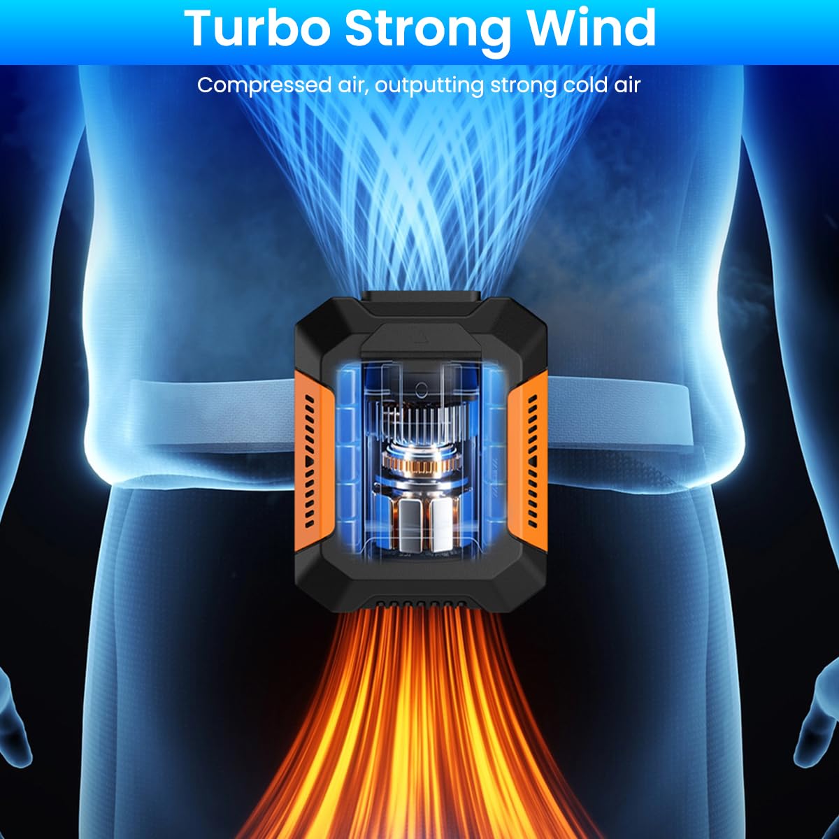 Verilux Waist Belt Fan for Outdoor Activities with 5000mAh USB Rechargeable Battery and LED Flashlight