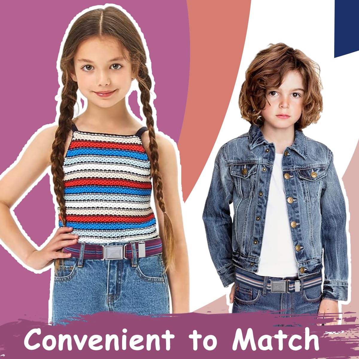 GUSTAVE Kids Belt for Boys Toddlers 2 Pack featuring Quick Release Buckle and Elastic Fit 35–50cm