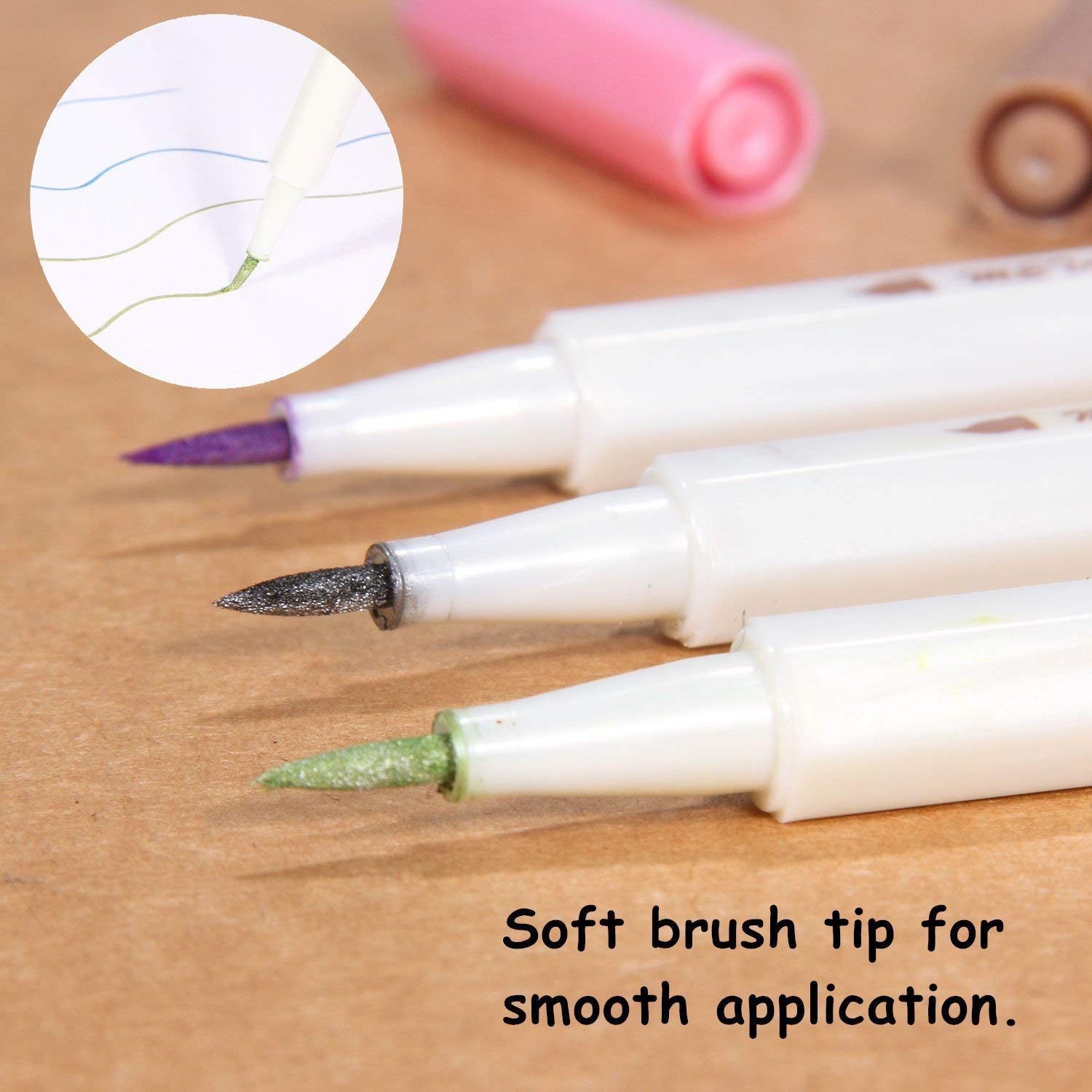 HASTHIP Metallic Marker Pens Set for DIY Crafts and Card Making with Soft Brush Tip | 10 Brilliant Colors for Rock Painting and Photo Albums