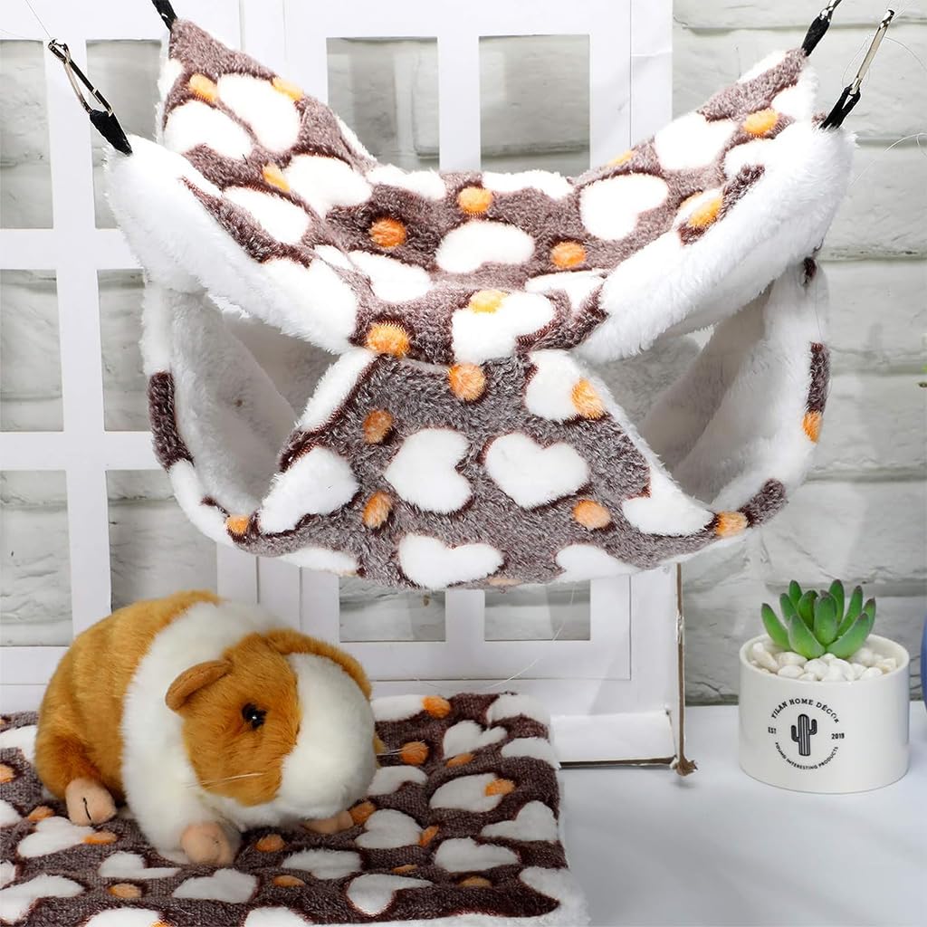 Qpets Winter Hammock Bed for Small Animals featuring 4 Inlets and Roof | 30×30 cm Plush Hanging House
