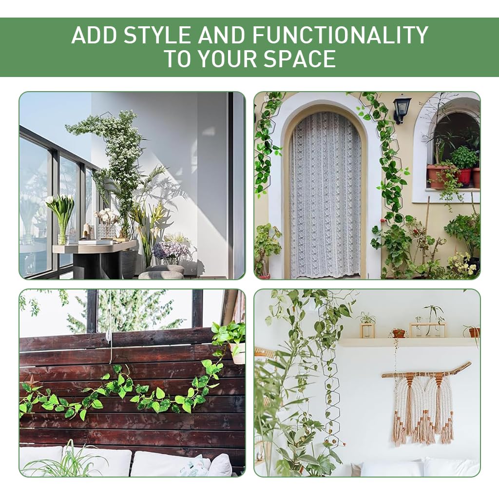 HASTHIP Garden Chain Trellis for Climbing Plants with 18Pcs 228cm Hexagon Metal Design | Indoor and Outdoor Wall Plant Support