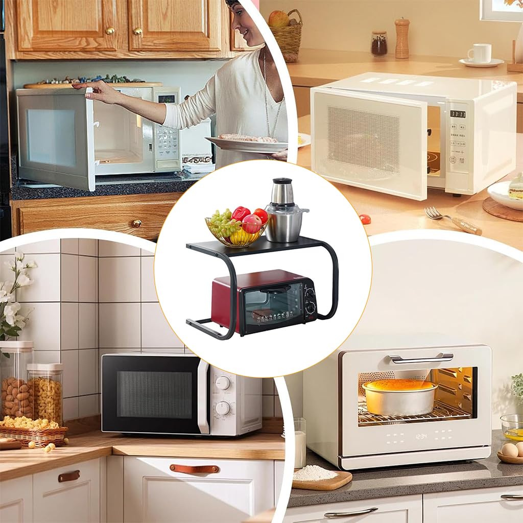 HASTHIP Storage Shelf for Microwave Oven with 110lbs Capacity and Adjustable Carbon Steel Frame | Space Saving Kitchen Rack