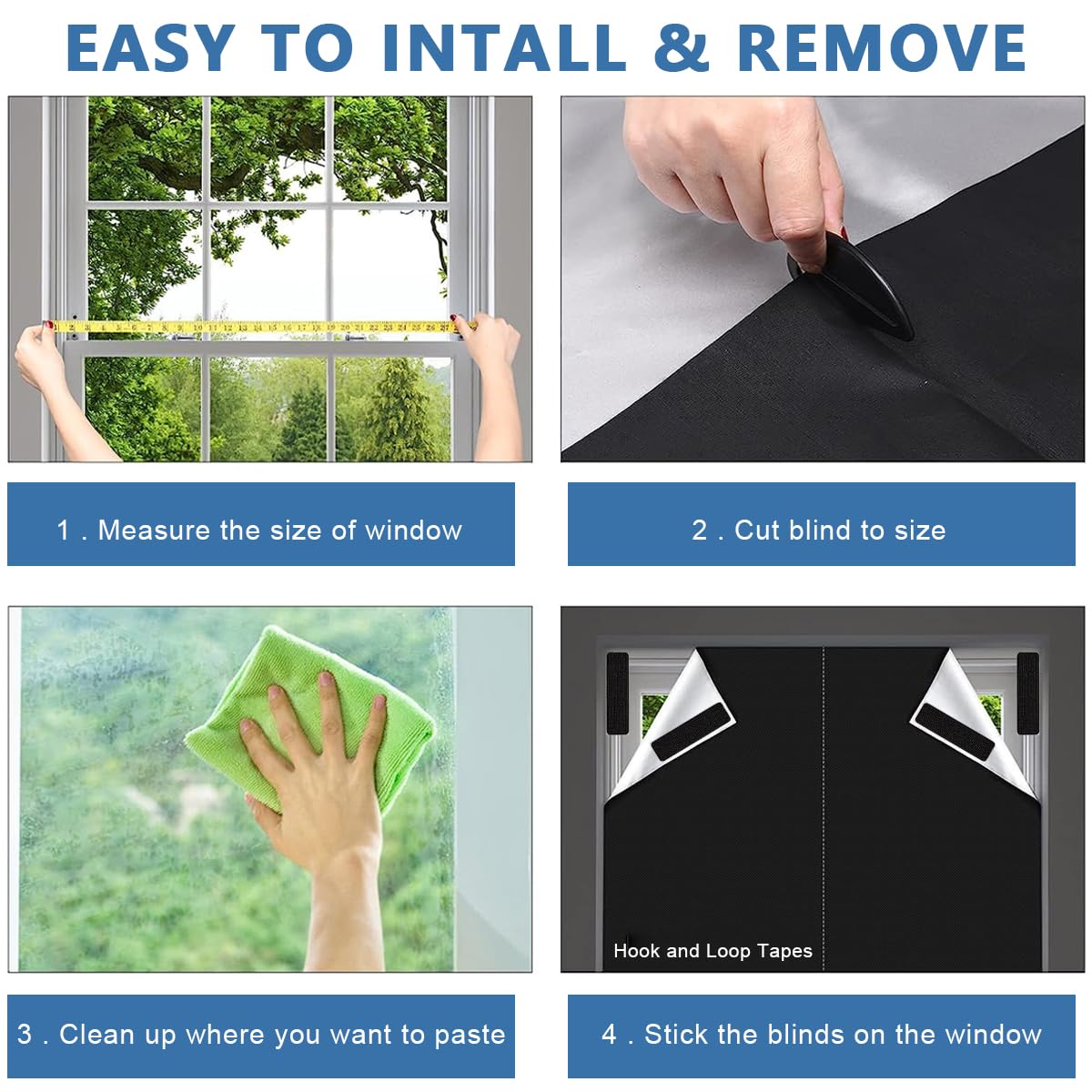 HASTHIP Portable Blackout Shades for Windows 118 x 57 in with Silver Coating | 100% Light and UV Blocking