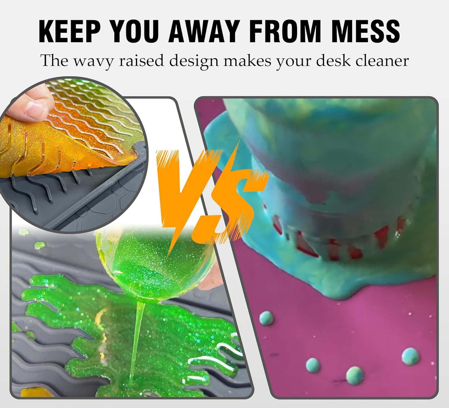 ZIBUYU Dish Drying Mat for Kitchen with Raised Wave Pattern and 230°C Heat Resistance | 16 x 12 in Food‑Grade Silicone