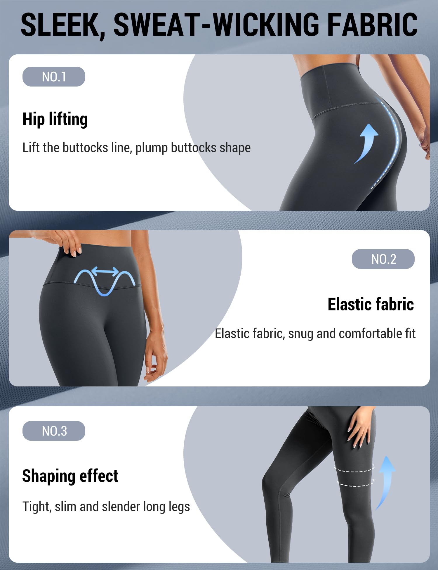 Venzina Yoga Pants for Women with High Waist Tummy Control and 4-Way Stretch | Dark Gray