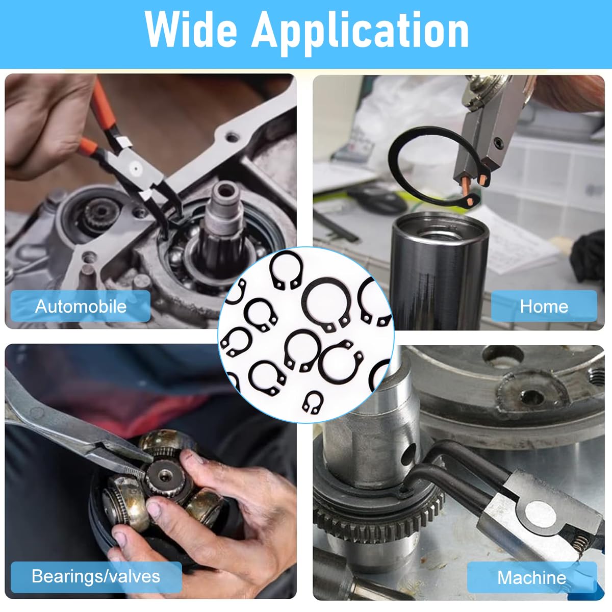 Serplex Circlips Set for Mechanical Repairs with 324 pcs 24 Sizes Carbon Steel | Organized Storage Box