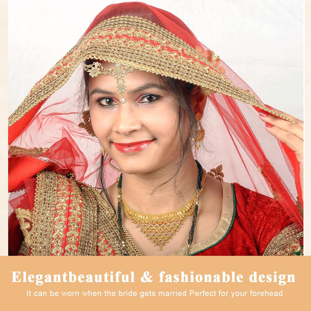 SANNIDHI Bridal Head Chain for Women featuring Floral Alloy Drop Pendant | Elegant Wedding Hair Accessory