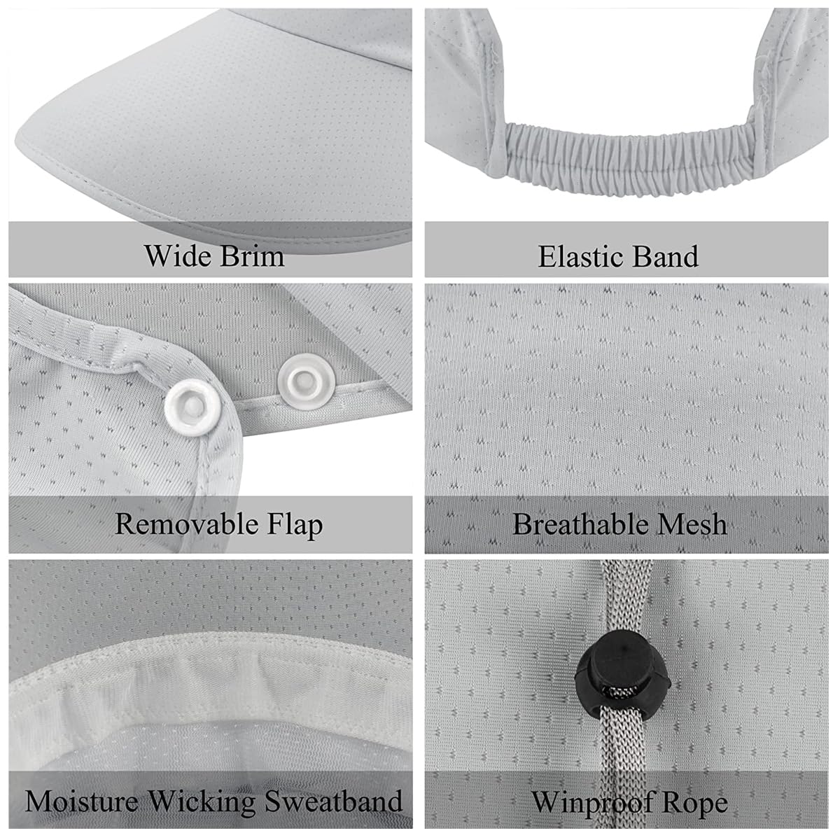 PALAY Sun Hat for Women with Detachable Face Cover featuring 2 in 1 Wide Brim UV Protection | Grey Summer Outdoor Visor